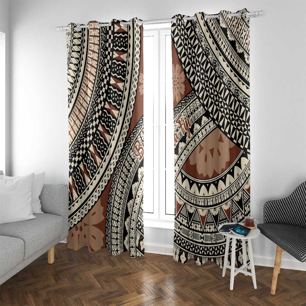 Bula Fiji Classic Masi Tapa Window Curtain Vintage Brown - Polynesian Pride