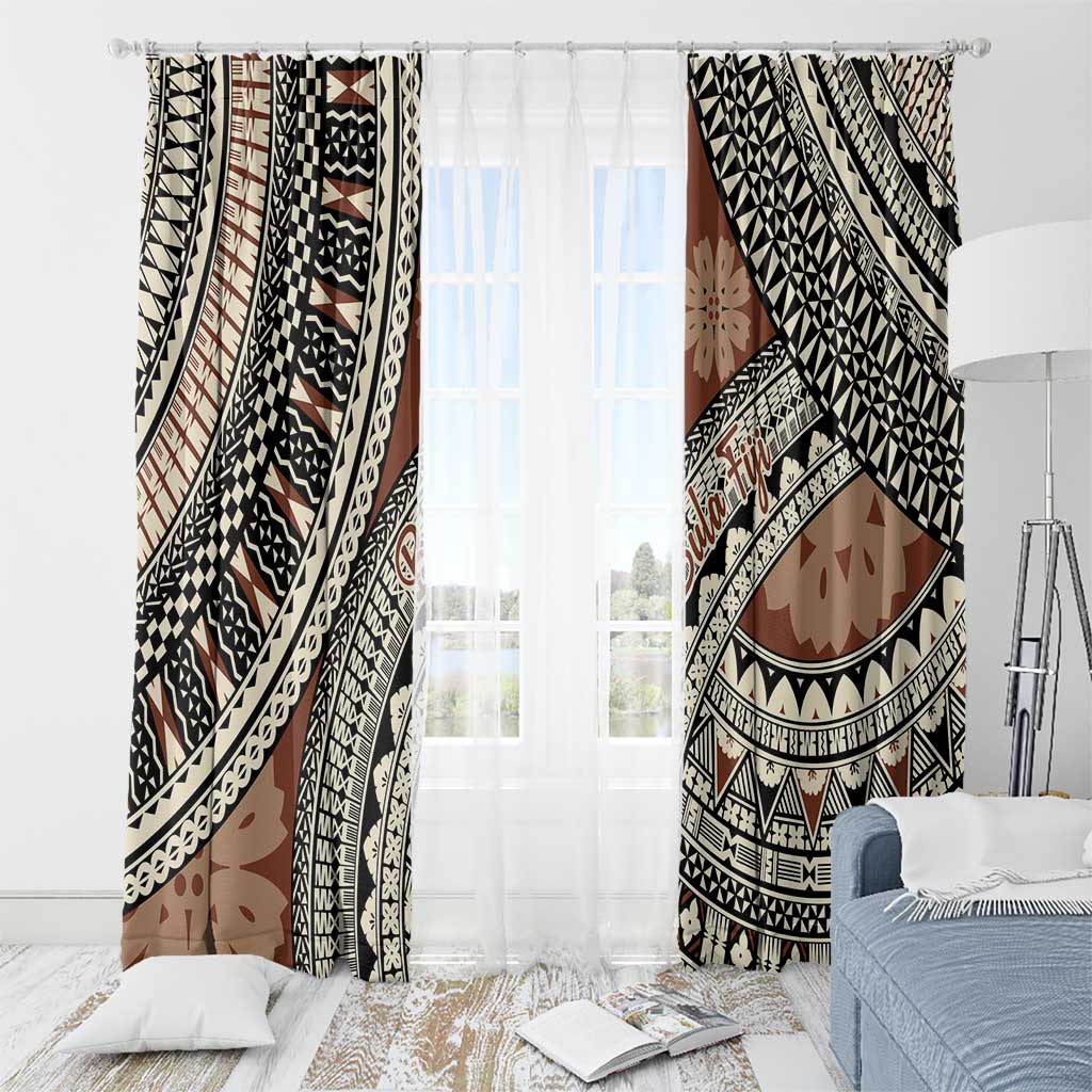 Bula Fiji Classic Masi Tapa Window Curtain Vintage Brown - Polynesian Pride