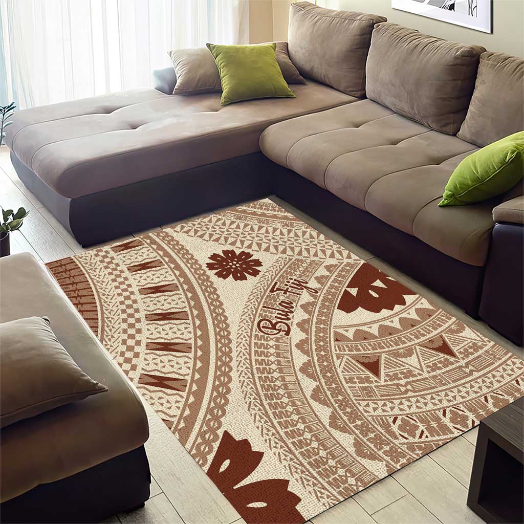 Bula Fiji Classic Masi Tapa Area Rug Vintage Beige - Polynesian Pride