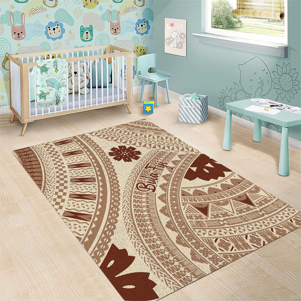Bula Fiji Classic Masi Tapa Area Rug Vintage Beige - Polynesian Pride