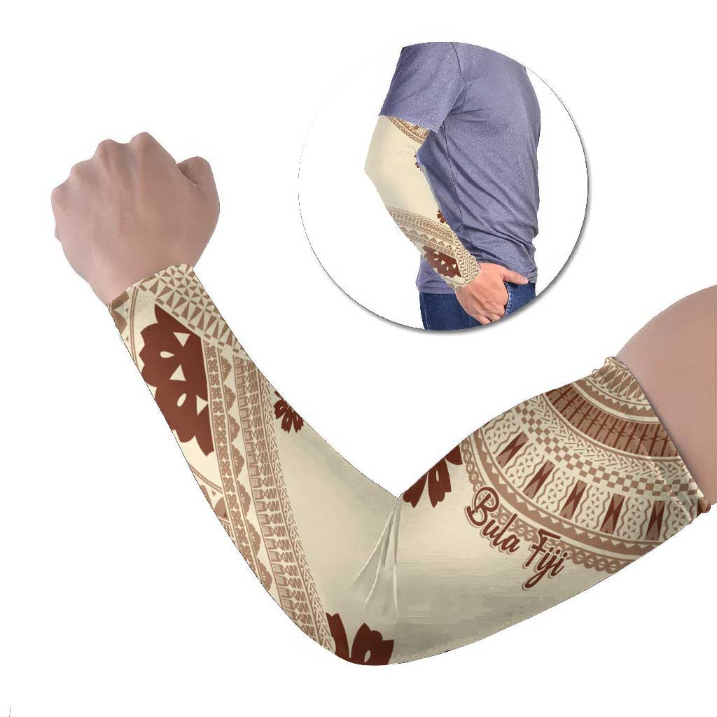 Bula Fiji Classic Masi Tapa Arm Sleeves Vintage Beige - Polynesian Pride