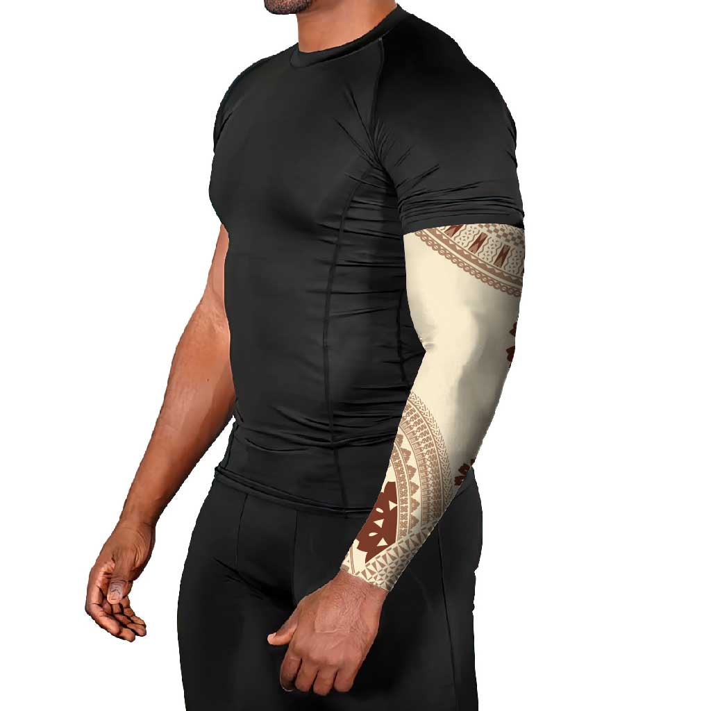 Bula Fiji Classic Masi Tapa Arm Sleeves Vintage Beige - Polynesian Pride