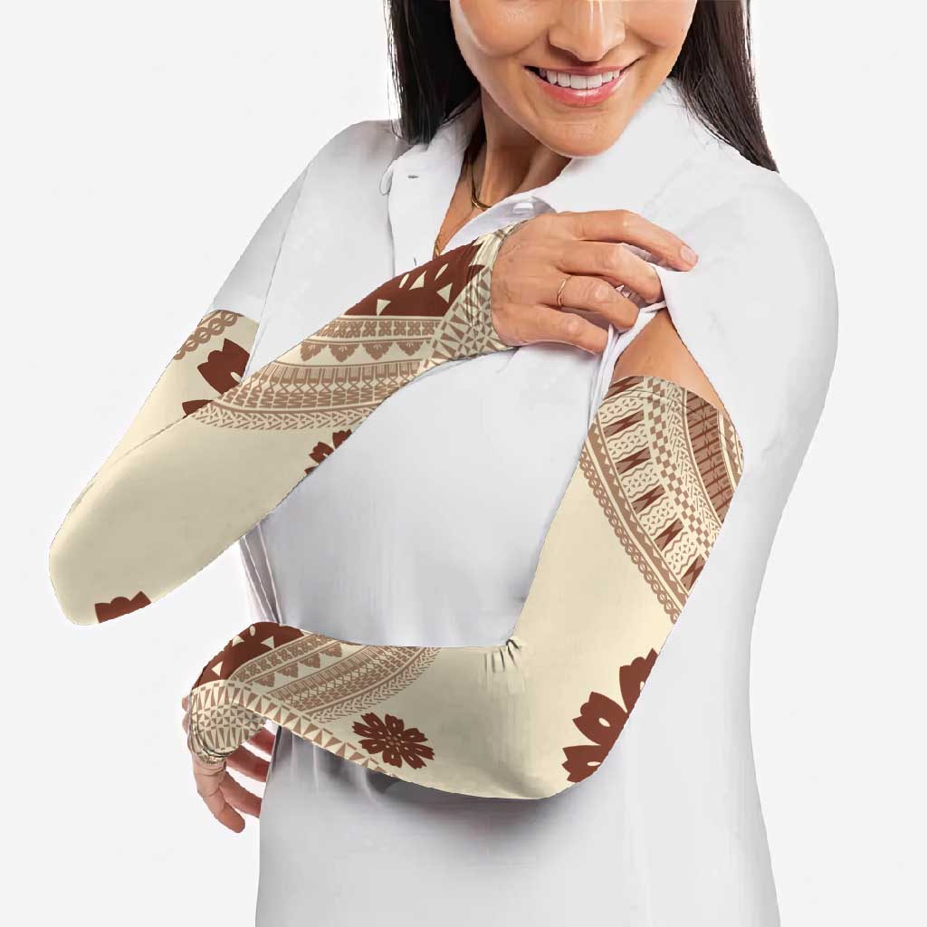 Bula Fiji Classic Masi Tapa Arm Sleeves Vintage Beige - Polynesian Pride