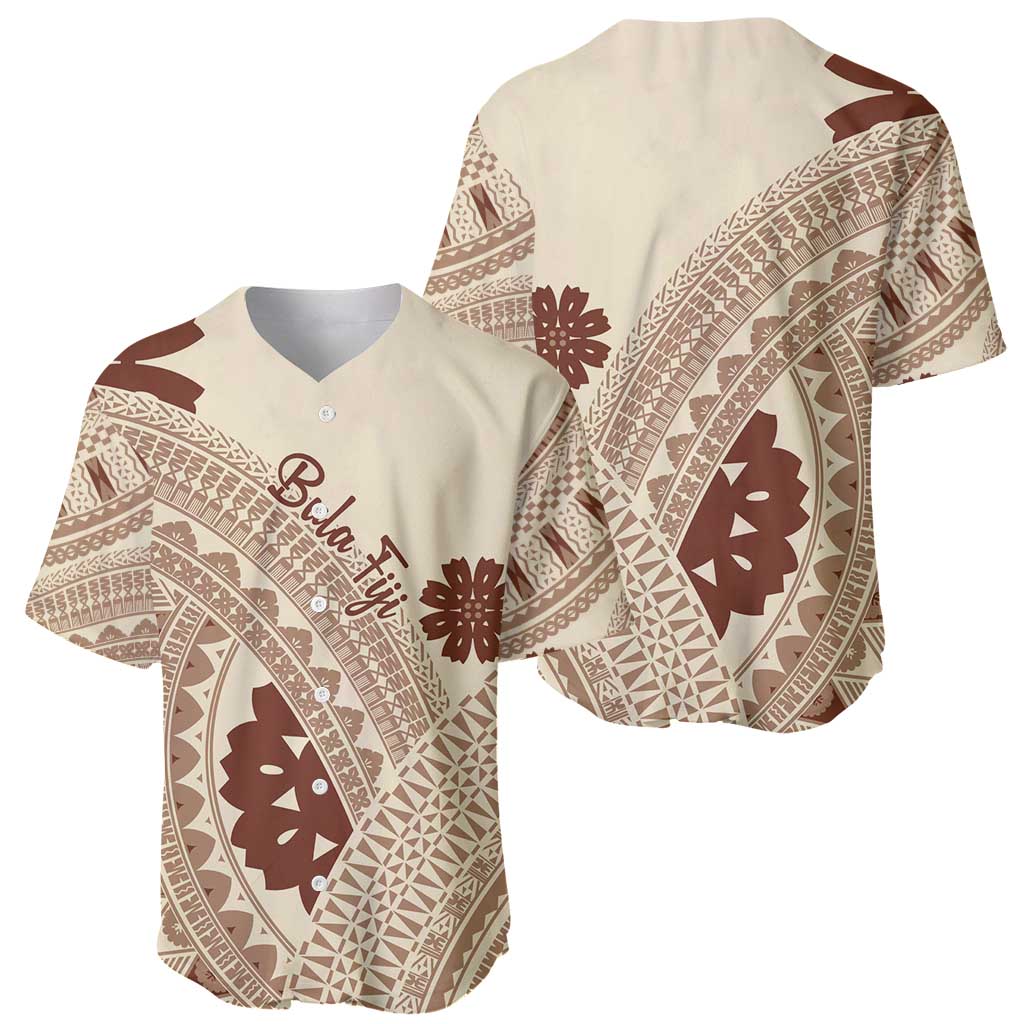 Bula Fiji Classic Masi Tapa Baseball Jersey Vintage Beige - Polynesian Pride