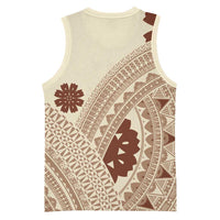 Bula Fiji Classic Masi Tapa Basketball Jersey Vintage Beige - Polynesian Pride