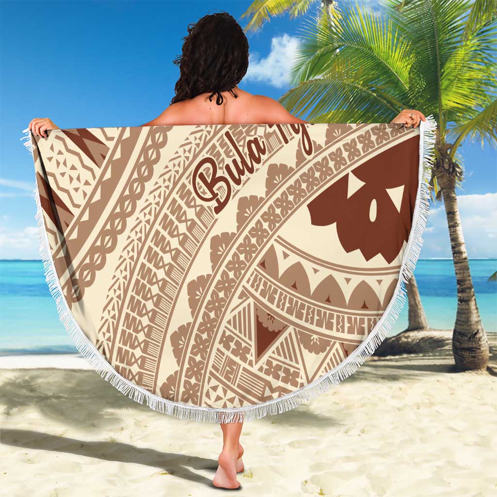Bula Fiji Classic Masi Tapa Beach Blanket Vintage Beige - Polynesian Pride