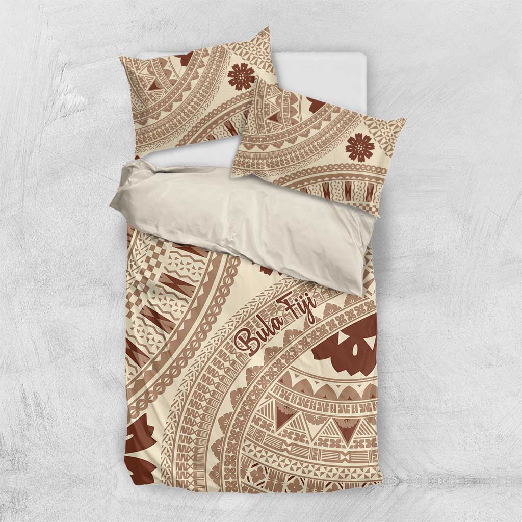 Bula Fiji Classic Masi Tapa Bedding Set Vintage Beige - Polynesian Pride