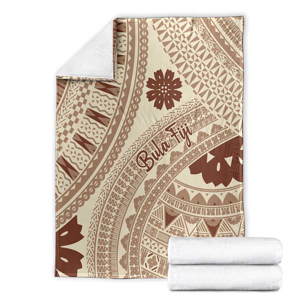 Bula Fiji Classic Masi Tapa Blanket Vintage Beige - Polynesian Pride