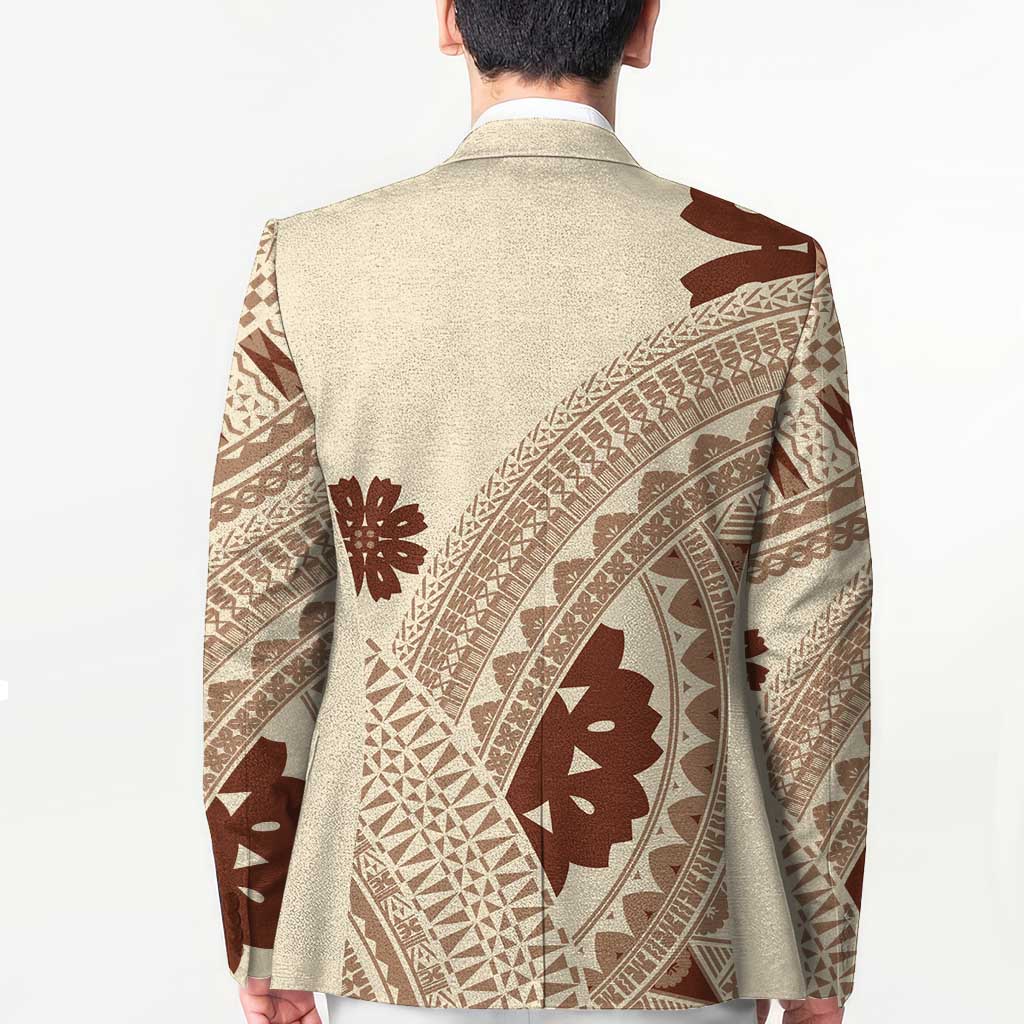 Bula Fiji Classic Masi Tapa Blazer Vintage Beige - Polynesian Pride
