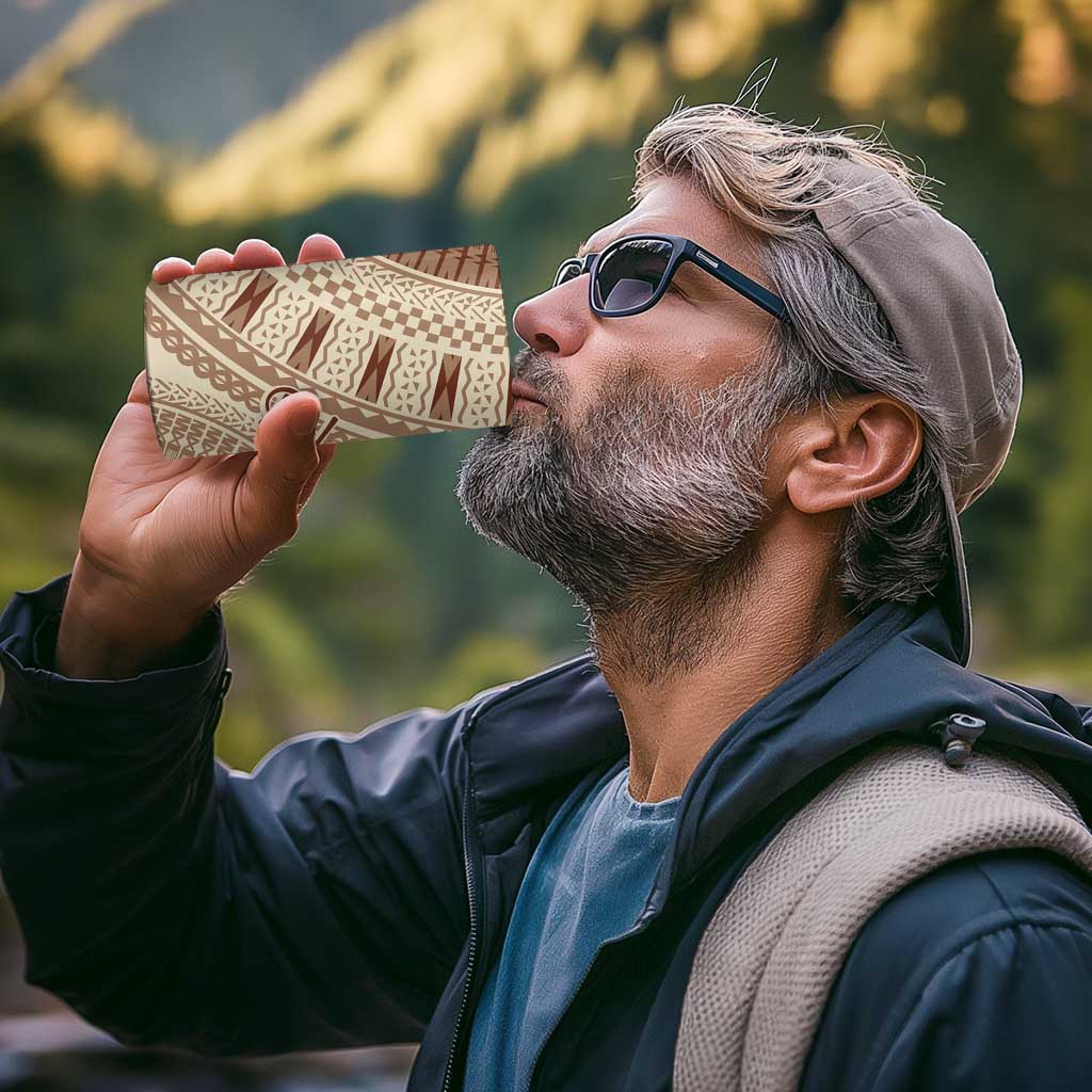 Bula Fiji Classic Masi Tapa 4 in 1 Can Cooler Tumbler Vintage Beige - Polynesian Pride