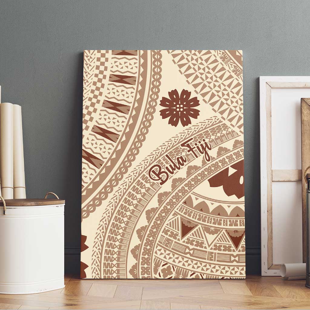 Bula Fiji Classic Masi Tapa Canvas Wall Art Vintage Beige - Polynesian Pride