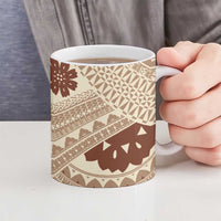 Bula Fiji Classic Masi Tapa Ceramic Mug Vintage Beige - Polynesian Pride