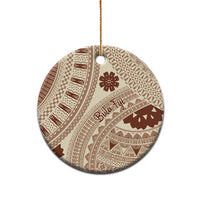Bula Fiji Classic Masi Tapa Ceramic Ornament Vintage Beige - Polynesian Pride