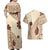 Bula Fiji Classic Masi Tapa Couples Matching Off Shoulder Maxi Dress and Hawaiian Shirt Vintage Beige - Polynesian Pride