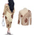 Bula Fiji Classic Masi Tapa Couples Matching Off The Shoulder Long Sleeve Dress and Long Sleeve Button Shirt Vintage Beige - Polynesian Pride