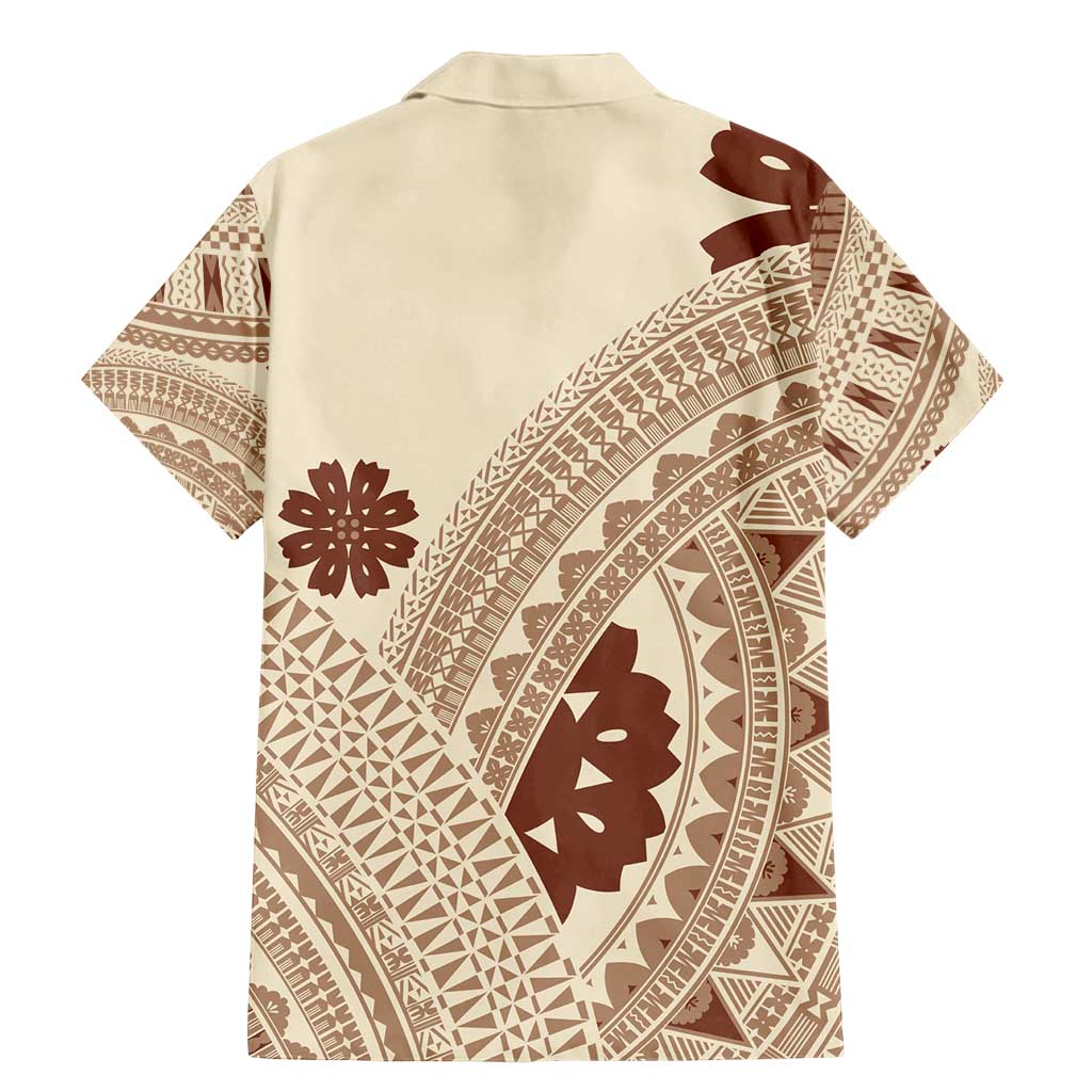 Bula Fiji Classic Masi Tapa Family Matching Mermaid Dress and Hawaiian Shirt Vintage Beige - Polynesian Pride