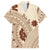 Bula Fiji Classic Masi Tapa Family Matching Off The Shoulder Long Sleeve Dress and Hawaiian Shirt Vintage Beige - Polynesian Pride
