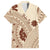 Bula Fiji Classic Masi Tapa Family Matching Off Shoulder Short Dress and Hawaiian Shirt Vintage Beige - Polynesian Pride