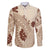 Bula Fiji Classic Masi Tapa Family Matching Off Shoulder Short Dress and Hawaiian Shirt Vintage Beige - Polynesian Pride