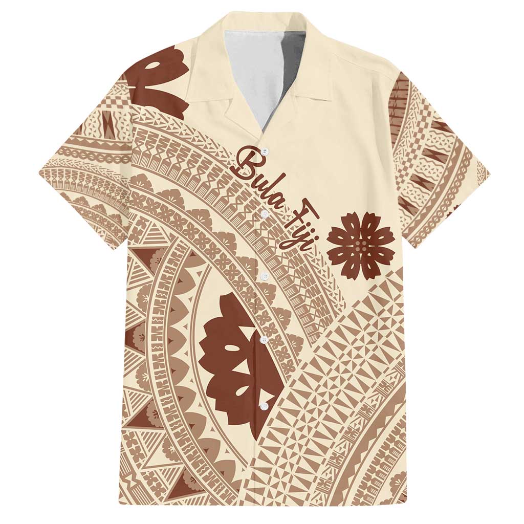 Bula Fiji Classic Masi Tapa Family Matching Puletasi and Hawaiian Shirt Vintage Beige - Polynesian Pride