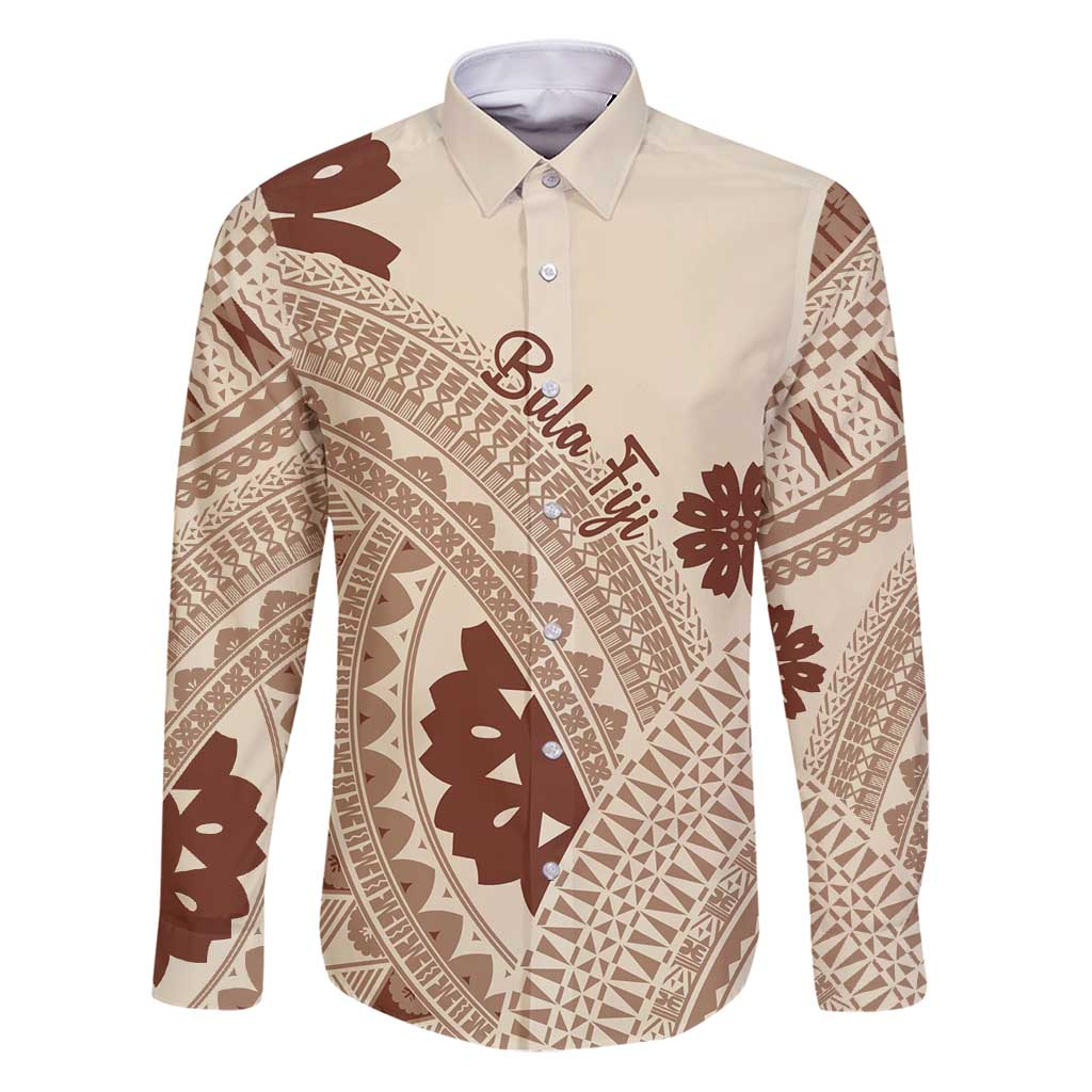 Bula Fiji Classic Masi Tapa Family Matching Puletasi and Hawaiian Shirt Vintage Beige - Polynesian Pride