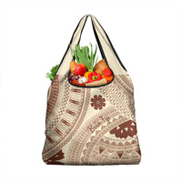 Bula Fiji Classic Masi Tapa Grocery Bag Vintage Beige - Polynesian Pride