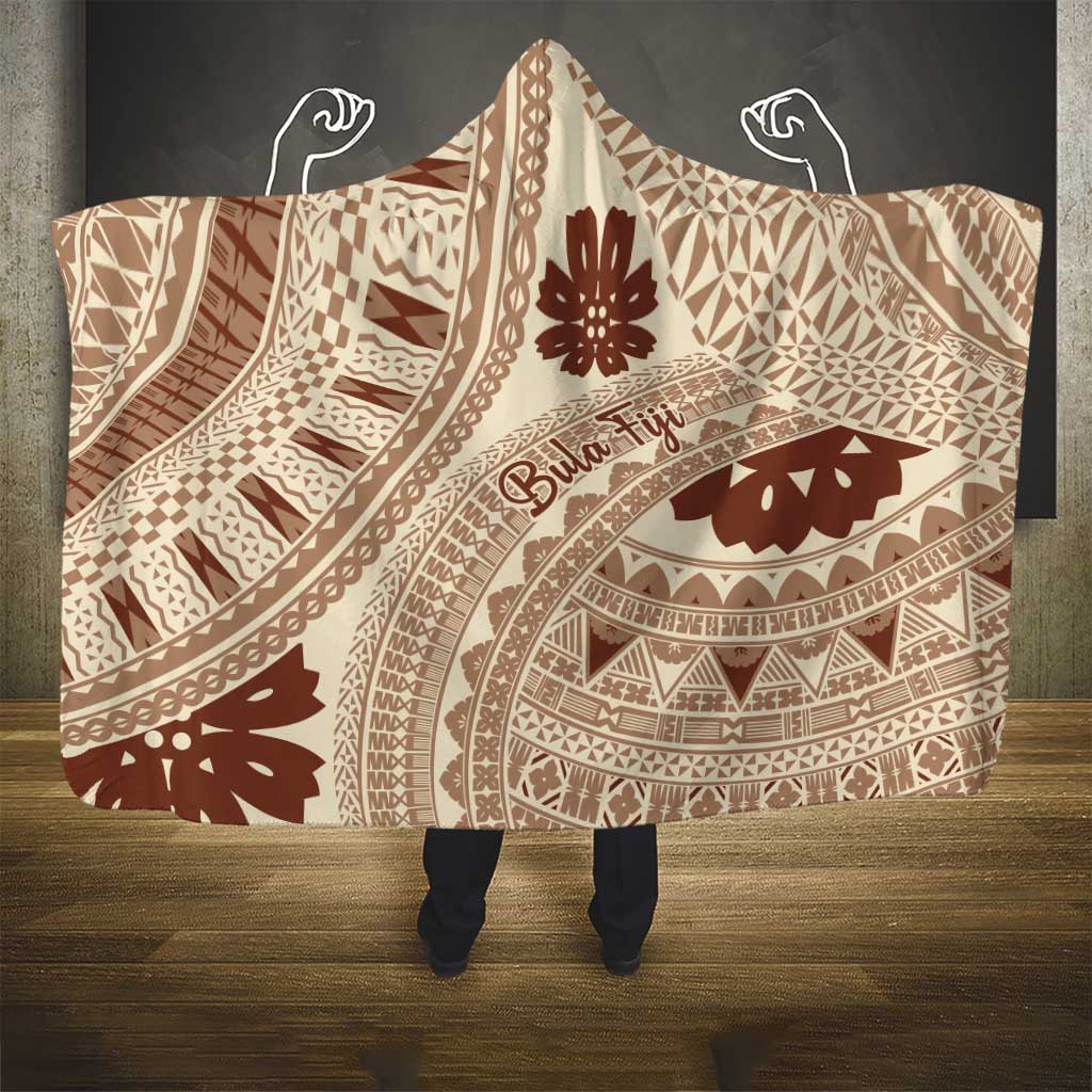 Bula Fiji Classic Masi Tapa Hooded Blanket Vintage Beige - Polynesian Pride