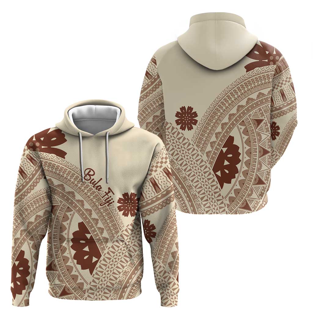 Bula Fiji Classic Masi Tapa Hoodie Vintage Beige - Polynesian Pride