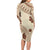 Bula Fiji Classic Masi Tapa Long Sleeve Bodycon Dress Vintage Beige - Polynesian Pride