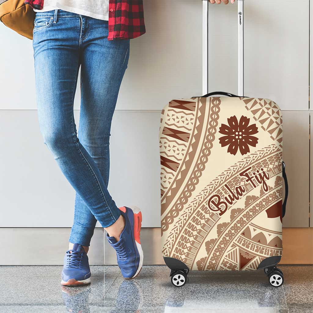 Bula Fiji Classic Masi Tapa Luggage Cover Vintage Beige - Polynesian Pride