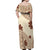 Bula Fiji Classic Masi Tapa Off Shoulder Maxi Dress Vintage Beige - Polynesian Pride