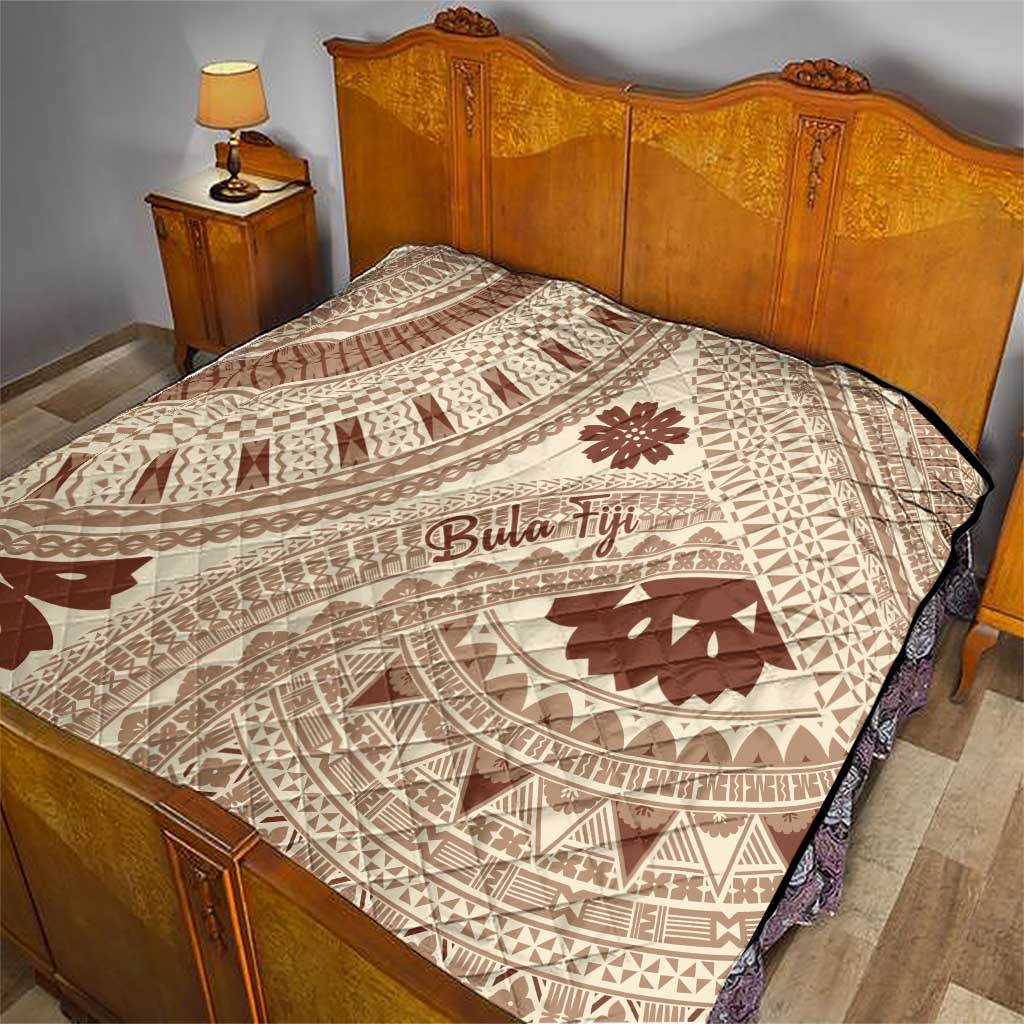 Bula Fiji Classic Masi Tapa Quilt Vintage Beige - Polynesian Pride