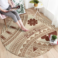 Bula Fiji Classic Masi Tapa Round Carpet Vintage Beige - Polynesian Pride