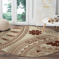 Bula Fiji Classic Masi Tapa Round Carpet Vintage Beige - Polynesian Pride