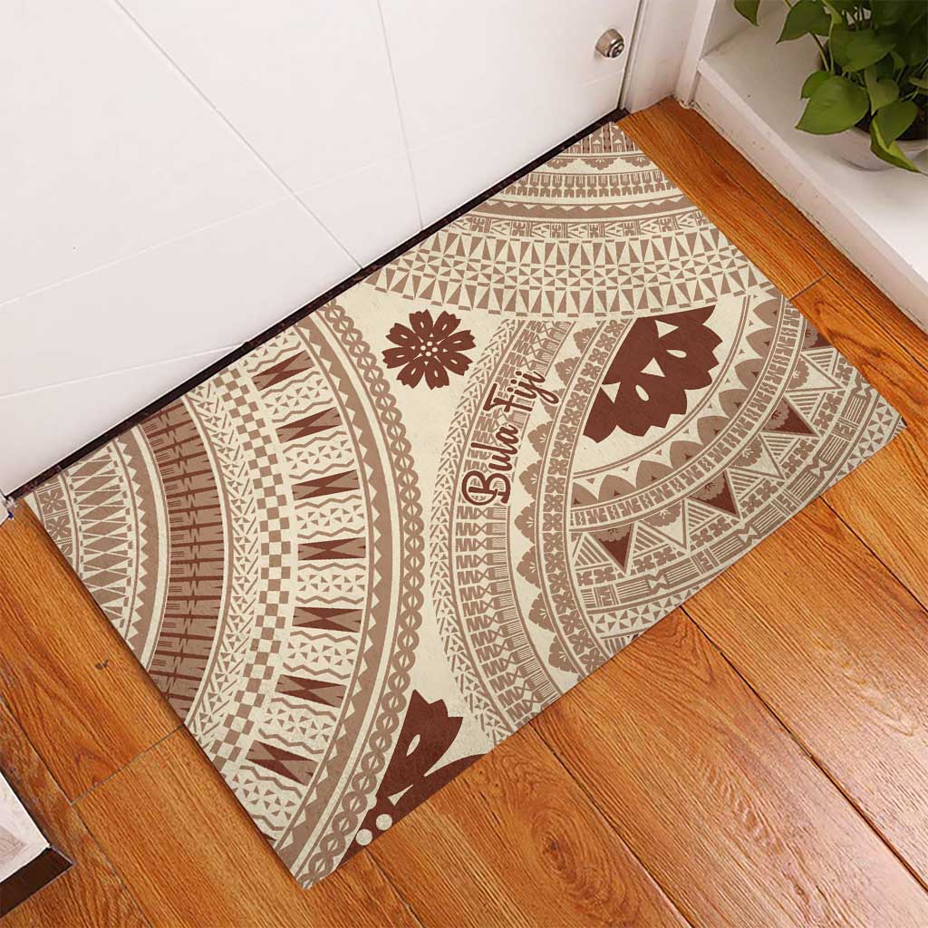 Bula Fiji Classic Masi Tapa Rubber Doormat Vintage Beige - Polynesian Pride