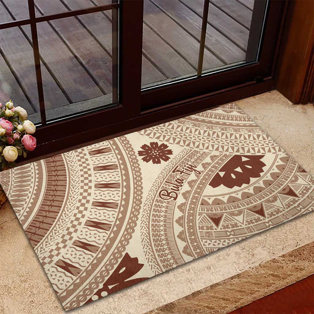 Bula Fiji Classic Masi Tapa Rubber Doormat Vintage Beige - Polynesian Pride