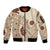Bula Fiji Classic Masi Tapa Sleeve Zip Bomber Jacket Vintage Beige - Polynesian Pride