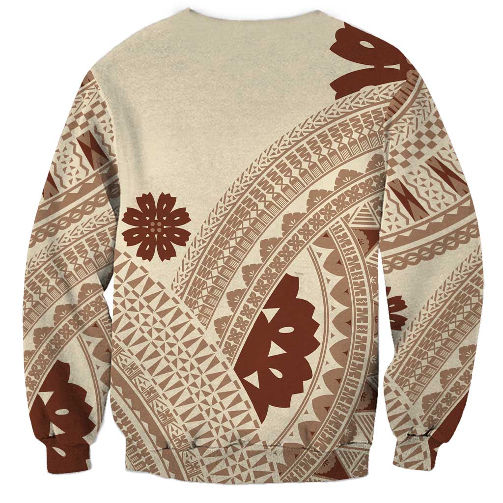 Bula Fiji Classic Masi Tapa Sweatshirt Vintage Beige - Polynesian Pride