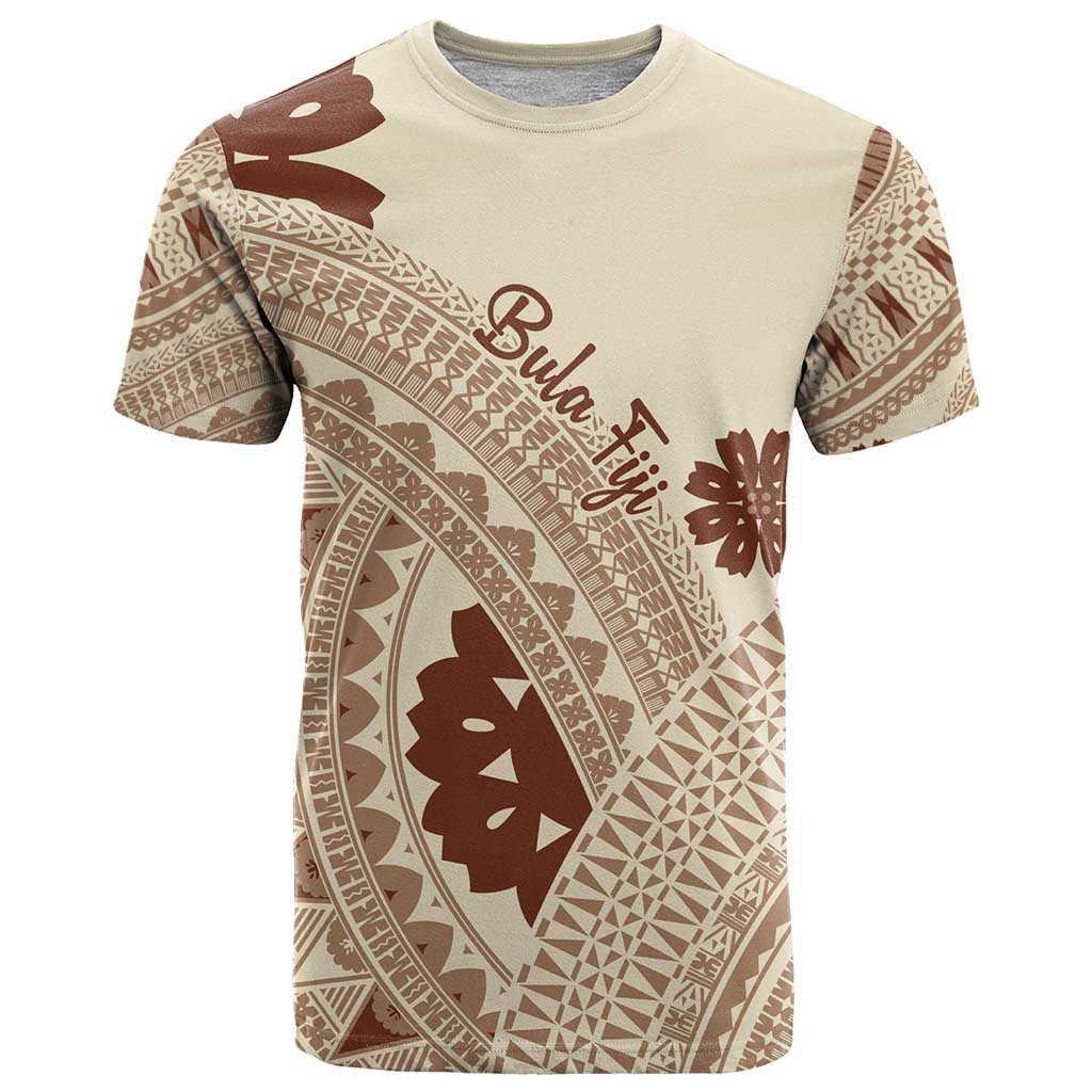 Bula Fiji Classic Masi Tapa T Shirt Vintage Beige - Polynesian Pride
