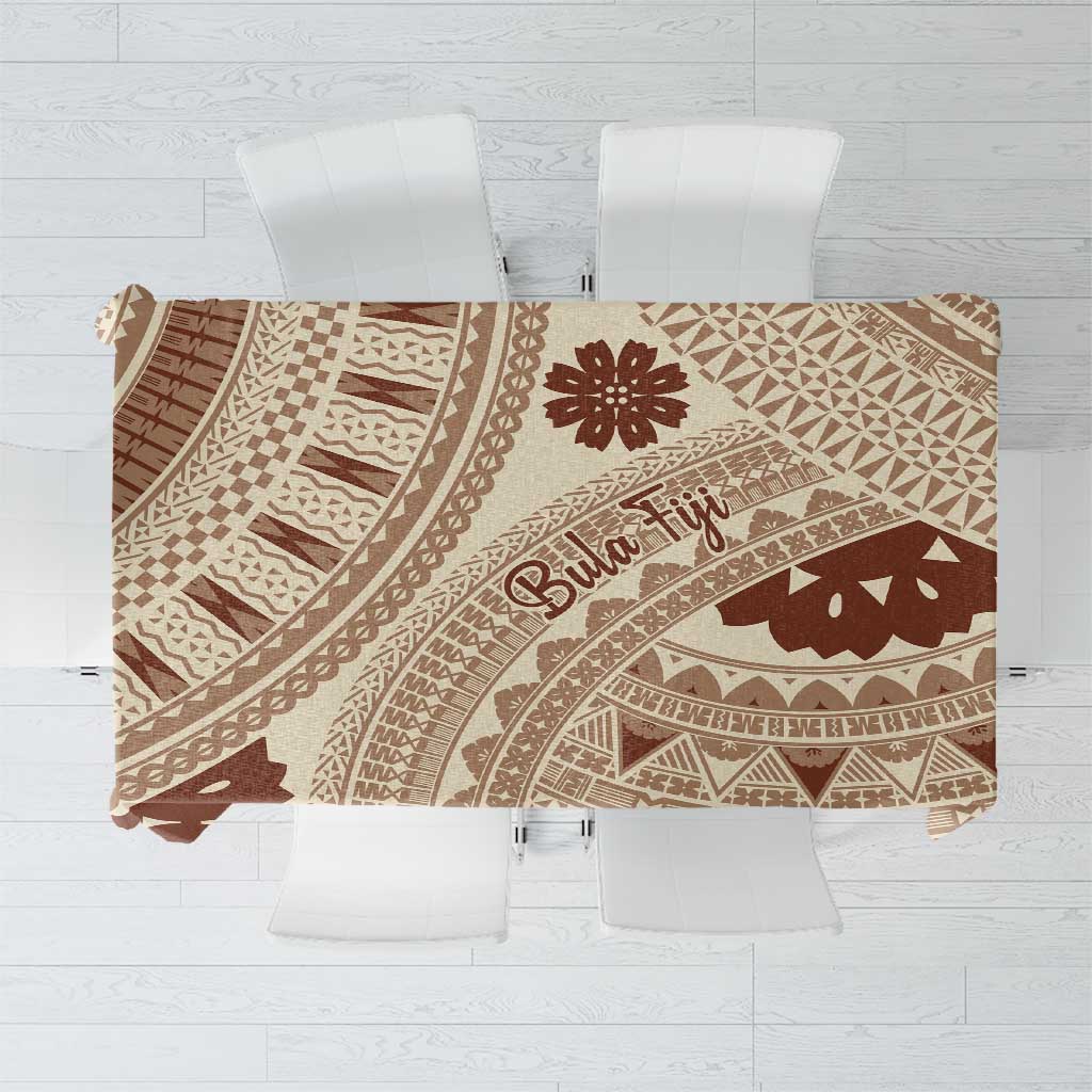 Bula Fiji Classic Masi Tapa Tablecloth Vintage Beige - Polynesian Pride