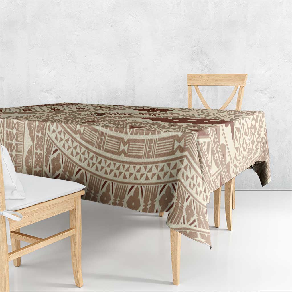 Bula Fiji Classic Masi Tapa Tablecloth Vintage Beige - Polynesian Pride