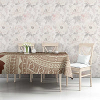 Bula Fiji Classic Masi Tapa Tablecloth Vintage Beige - Polynesian Pride