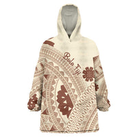 Bula Fiji Classic Masi Tapa Wearable Blanket Hoodie Vintage Beige - Polynesian Pride
