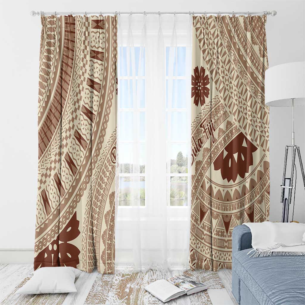 Bula Fiji Classic Masi Tapa Window Curtain Vintage Beige - Polynesian Pride