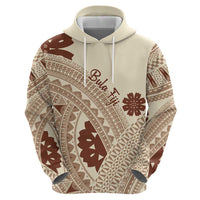 Bula Fiji Classic Masi Tapa Zip Hoodie Vintage Beige - Polynesian Pride
