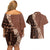 Bula Fiji Couples Matching Off Shoulder Short Dress and Hawaiian Shirt Tribal Masi Tapa - Brown LT7 - Polynesian Pride