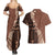 Bula Fiji Couples Matching Summer Maxi Dress and Hawaiian Shirt Tribal Masi Tapa - Brown LT7 - Polynesian Pride