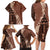 Bula Fiji Family Matching Long Sleeve Bodycon Dress and Hawaiian Shirt Tribal Masi Tapa - Brown LT7 - Polynesian Pride