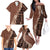 Bula Fiji Family Matching Off Shoulder Long Sleeve Dress and Hawaiian Shirt Tribal Masi Tapa - Brown LT7 - Polynesian Pride