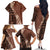 Bula Fiji Family Matching Off Shoulder Long Sleeve Dress and Hawaiian Shirt Tribal Masi Tapa - Brown LT7 - Polynesian Pride